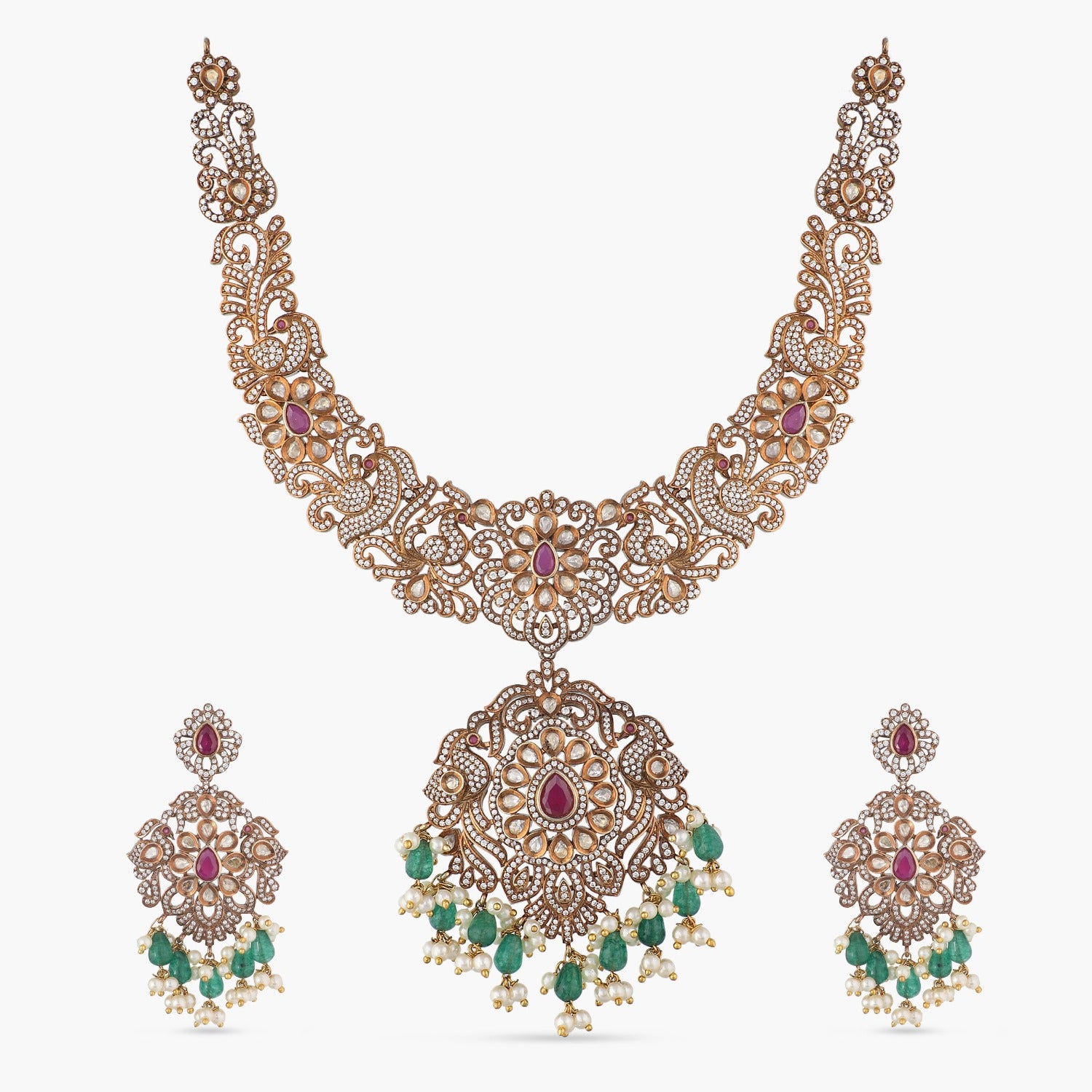 Shop Tarinika s Cristie Nakshatra CZ Necklace Set Indian Jewelry