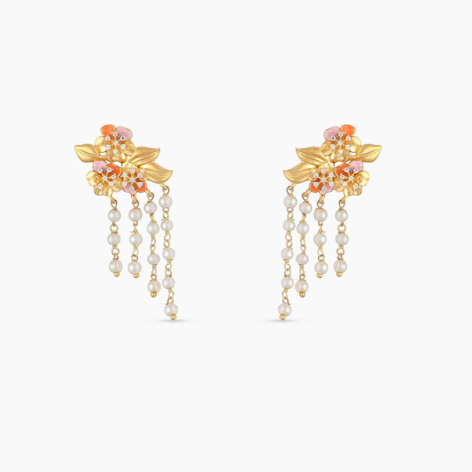 Jalaja Dainty Floral CZ Drop Earrings