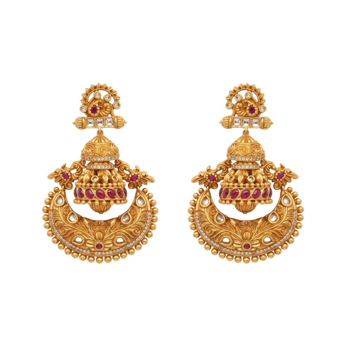 Dola Antique Red Chandbali Earring