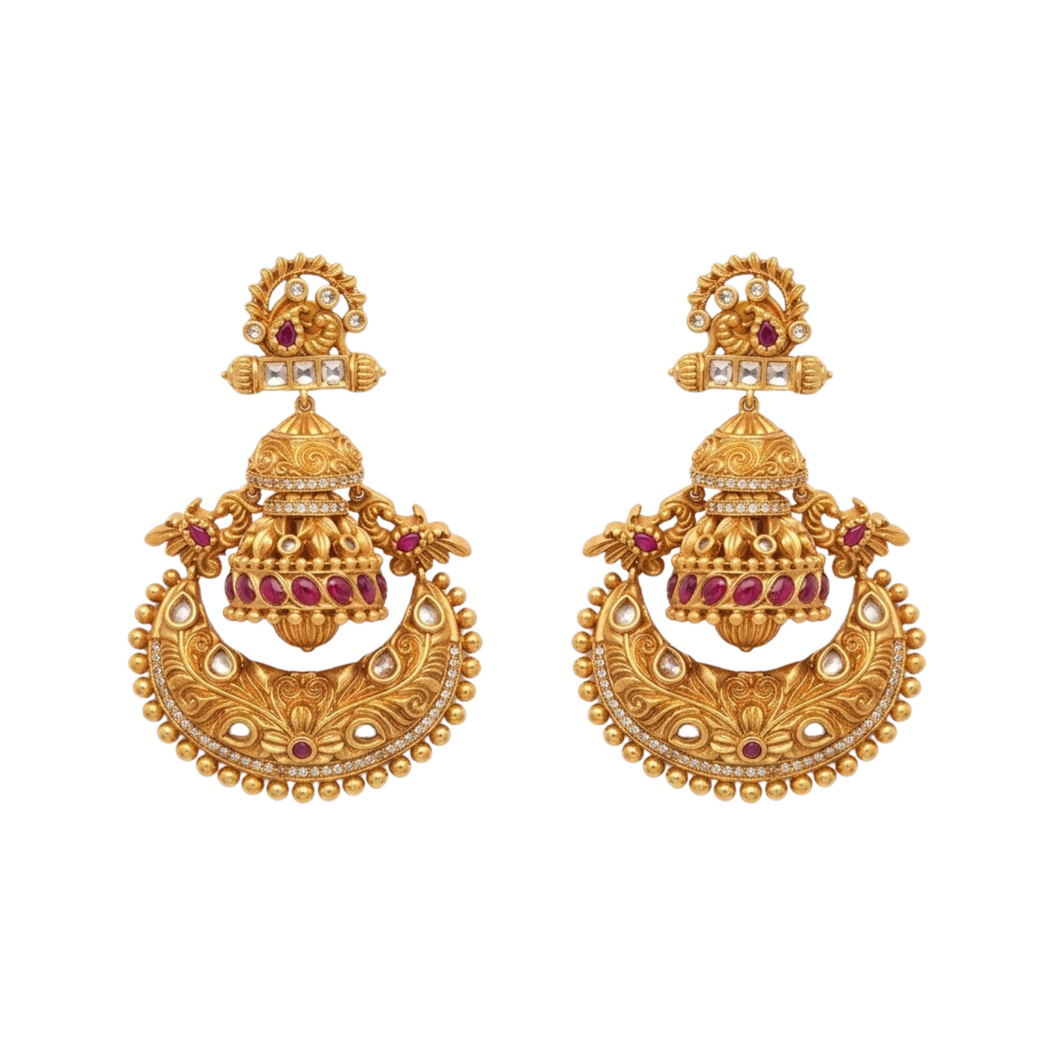 Dola Antique Red Chandbali Earring