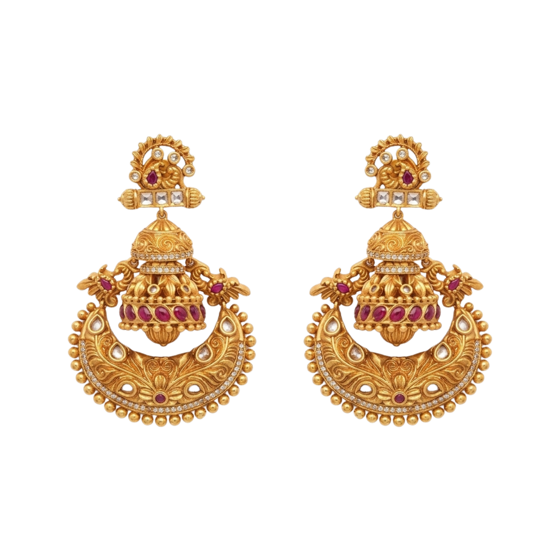 Dola Antique Red Chandbali Earring