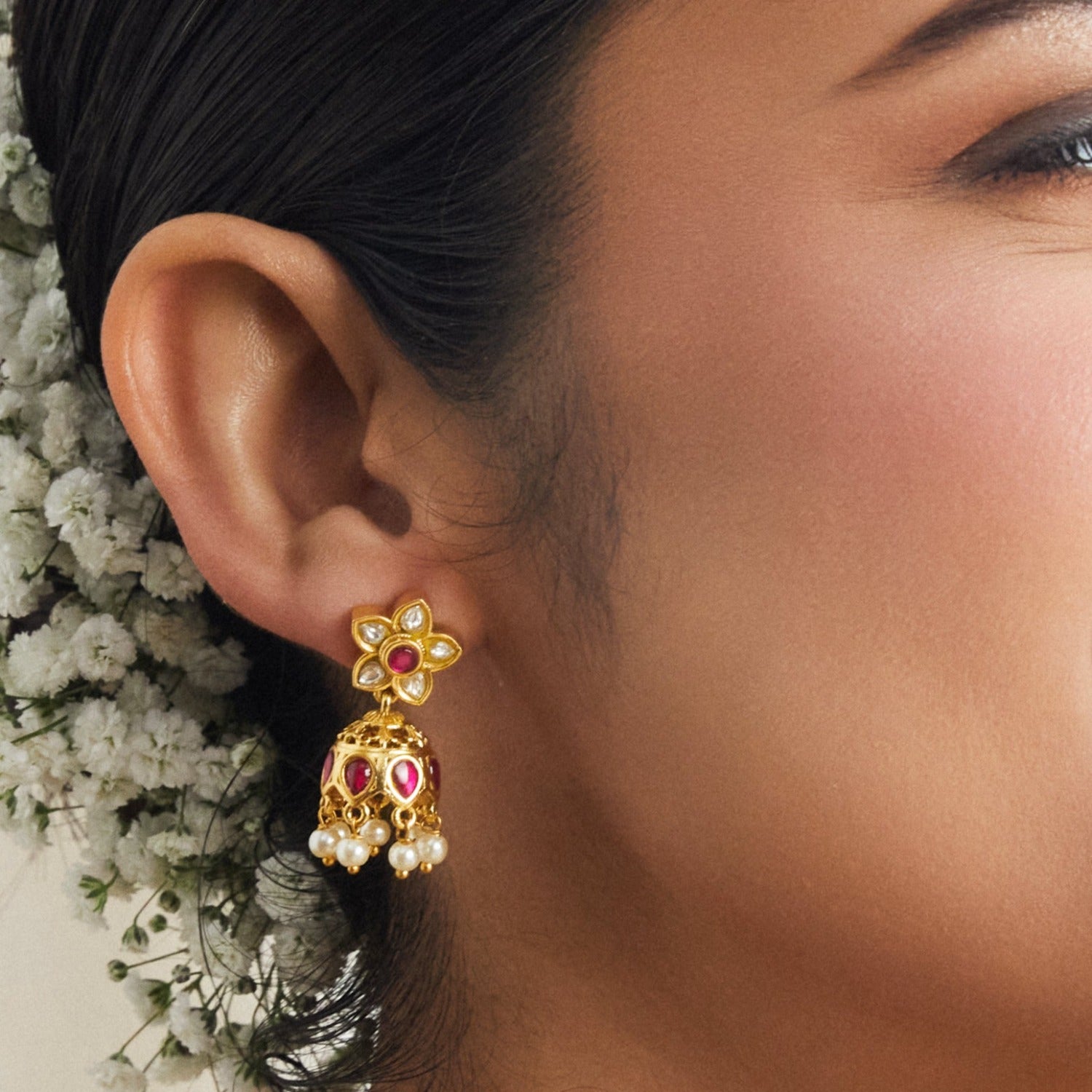 Udhay Kempu Antique Jhumki Earrings