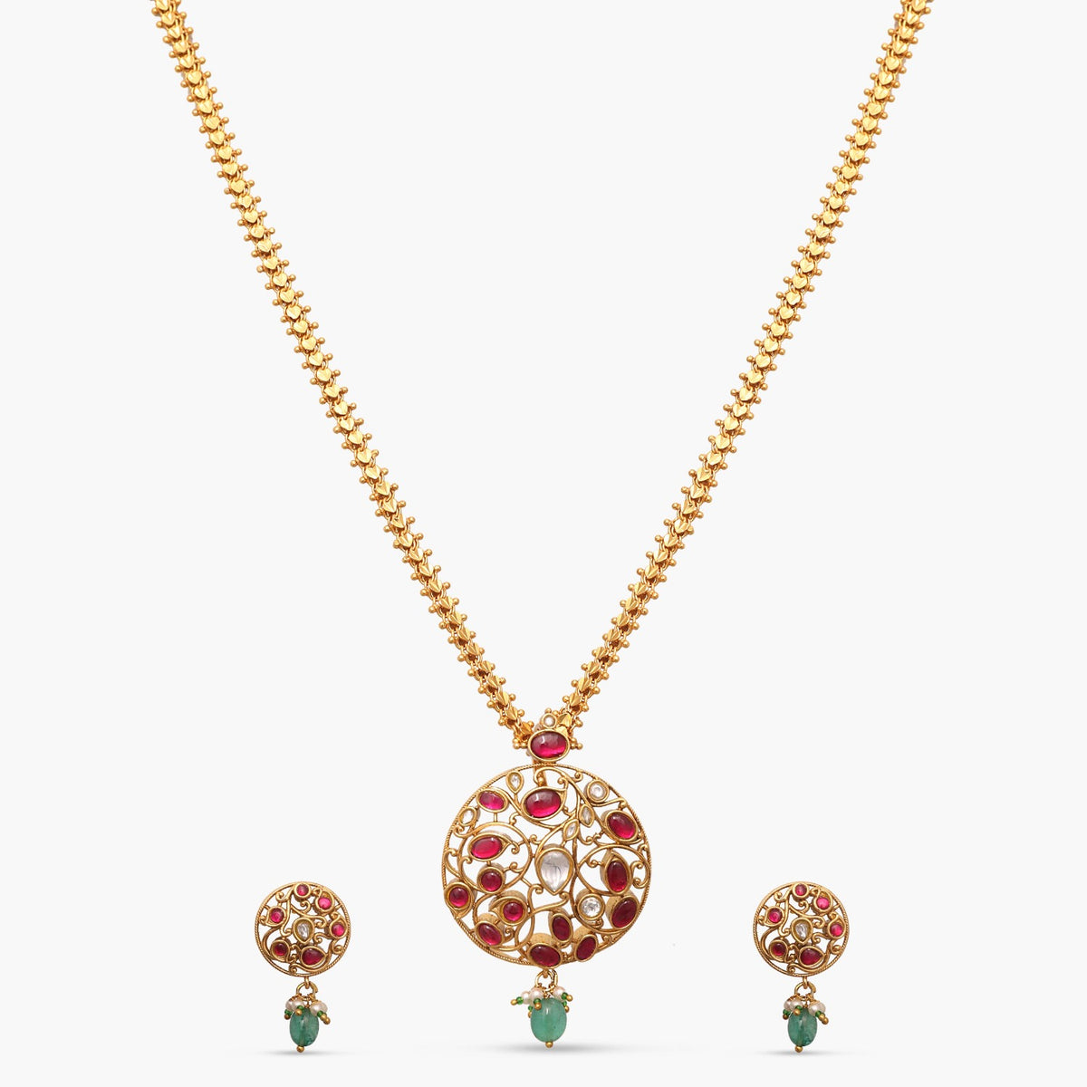 Pahi Antique Kempu Pendant Set