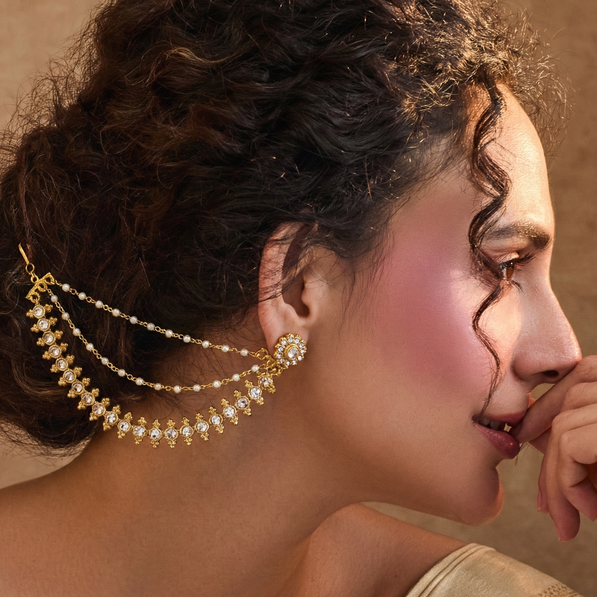 Juhi Antique Necklace Ear Chain