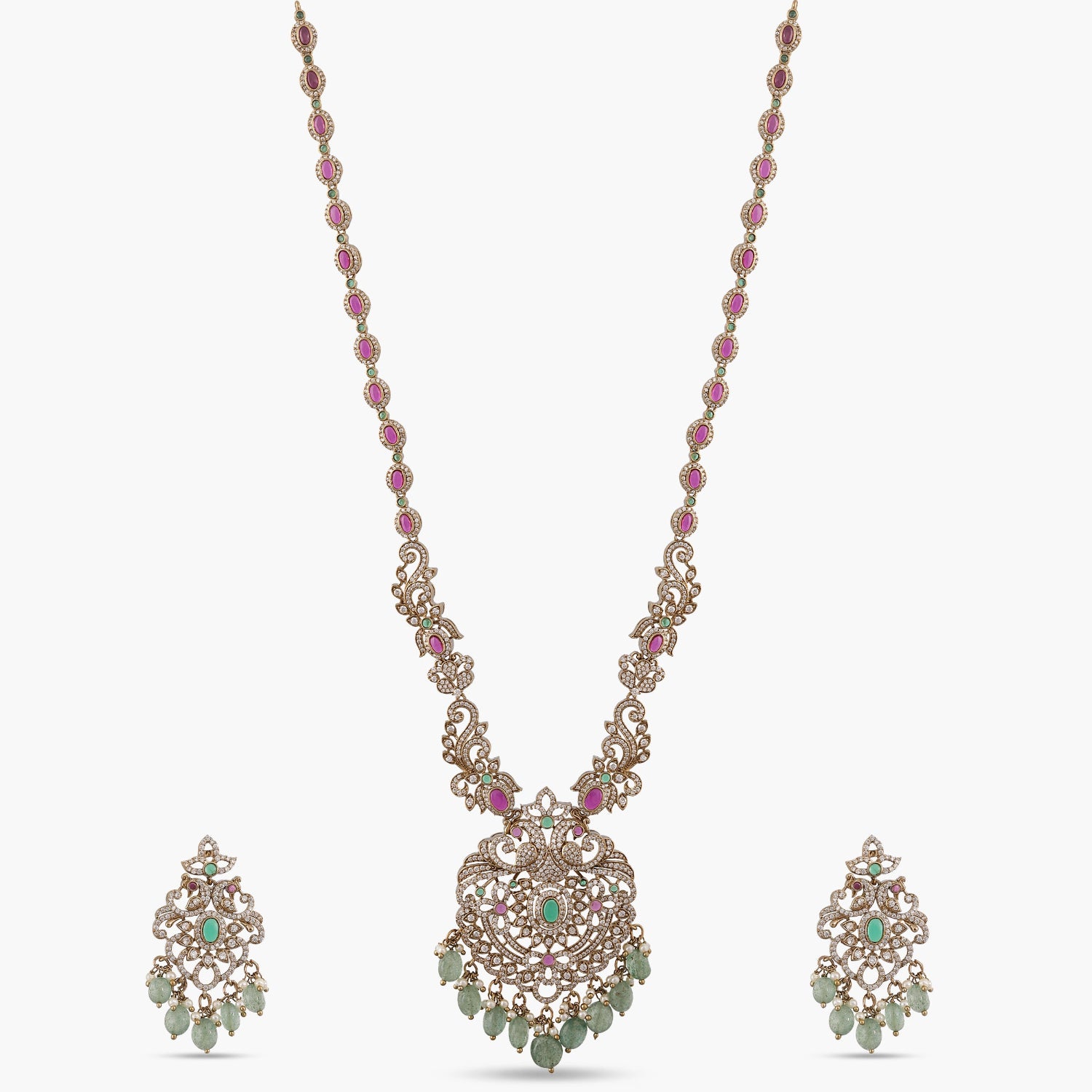 Elanor Nakshatra CZ Long Necklace Set