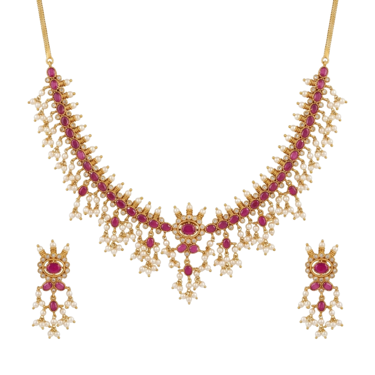 Dhriti Antique Red Necklace Set