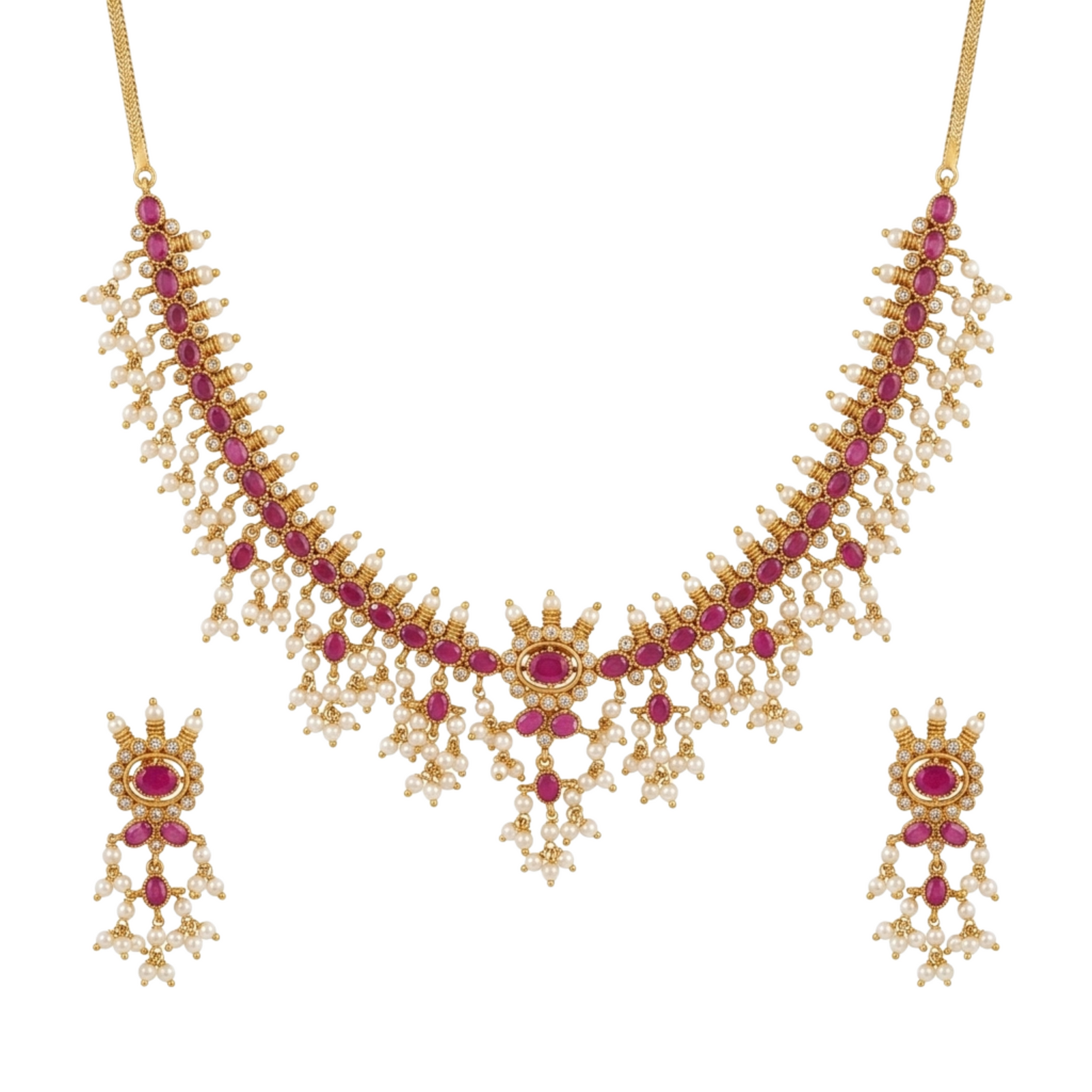 Dhriti Antique Red Necklace Set