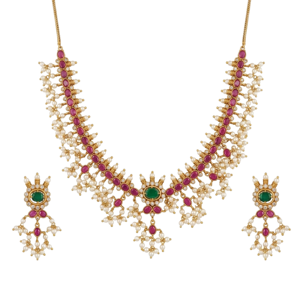 Dhriti Antique Green Necklace Set