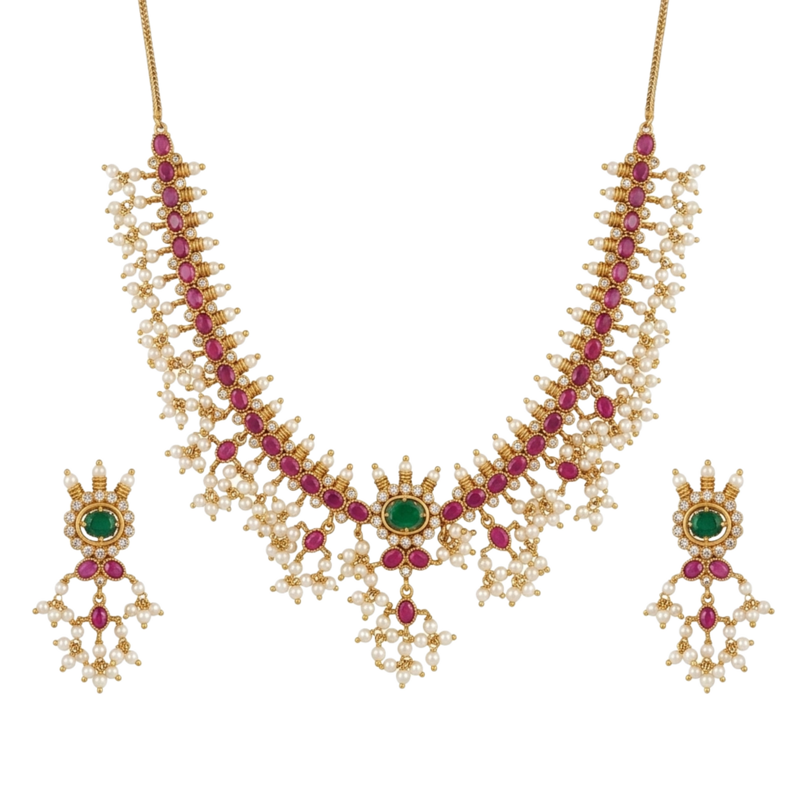 Dhriti Antique Green Necklace Set