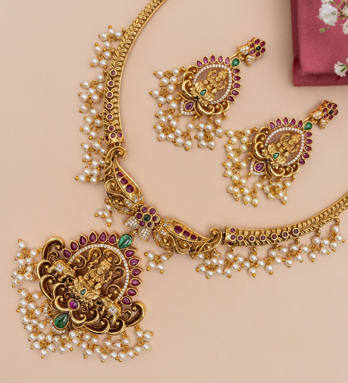 Sanvi Nakshi Temple Necklace Set