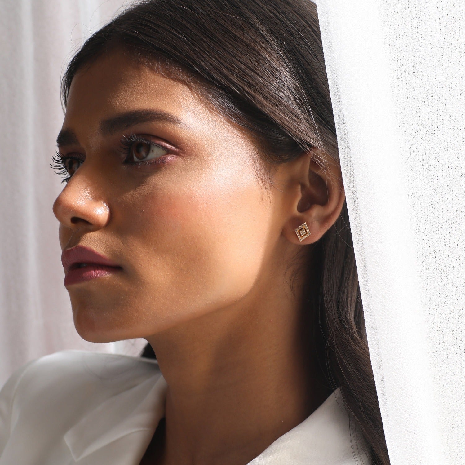 Paris Geometric 925 Silver Stud Earrings