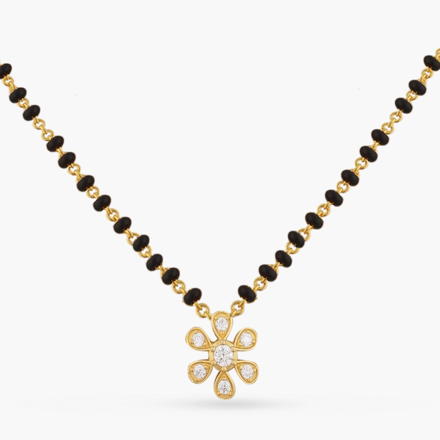 Minimal Floral CZ 925 Silver Mangalsutra