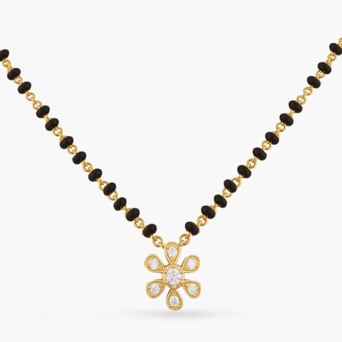 Minimal Floral CZ 925 Silver Mangalsutra