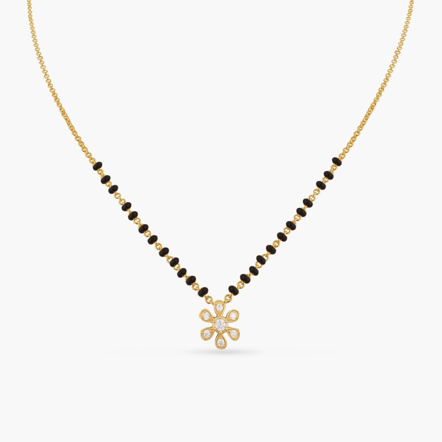 Minimal Floral CZ 925 Silver Mangalsutra