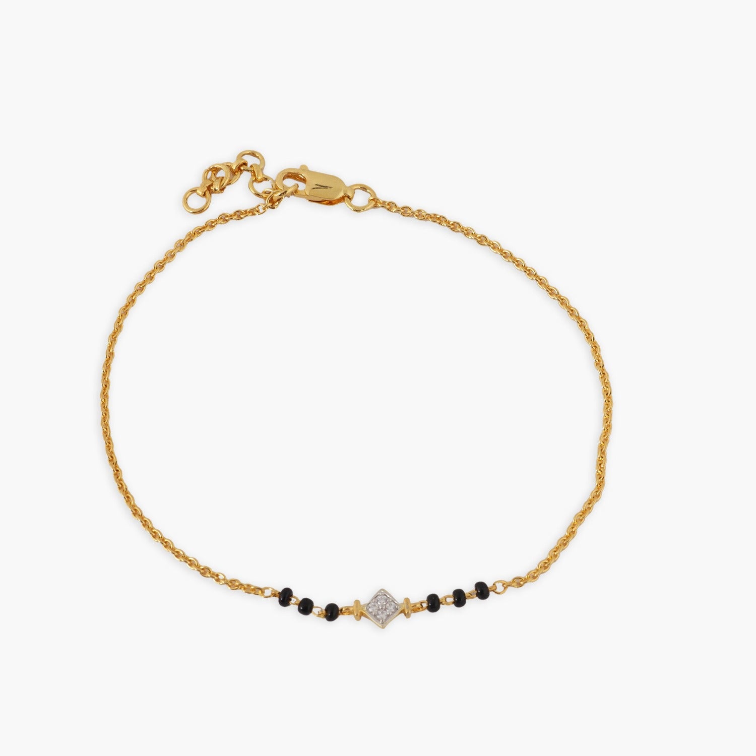 Forever Elegant CZ 925 Silver Black Bead Bracelet