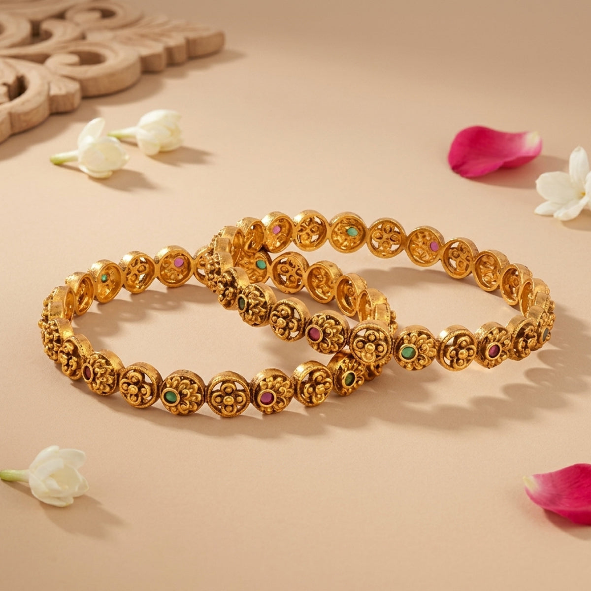 Aarisha Kempu Antique Bangles
