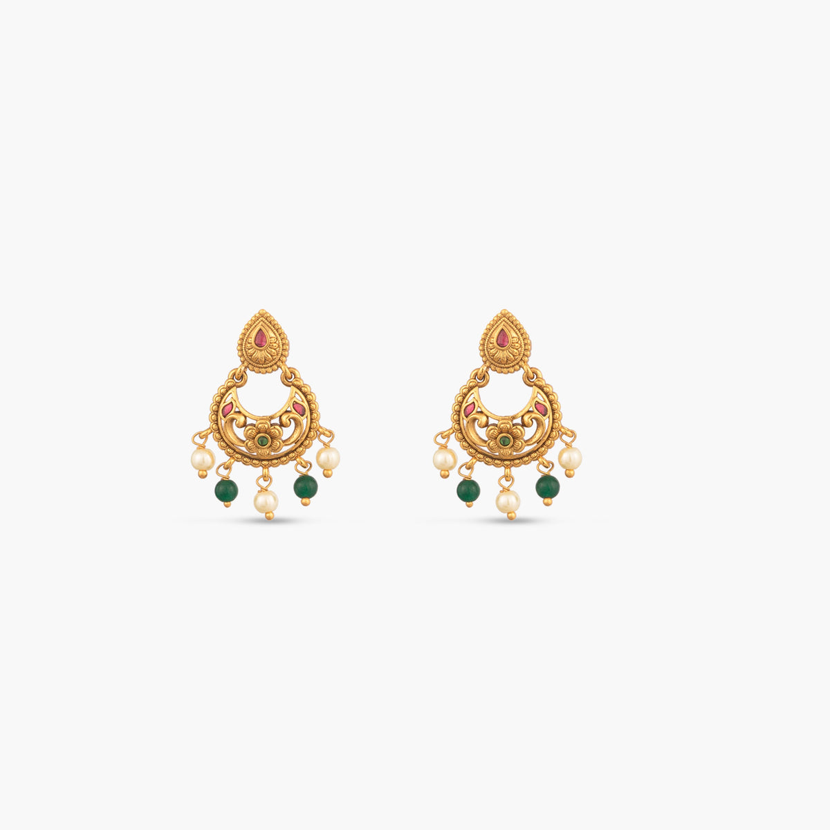 Vamika Antique Floral Chandbali Earrings