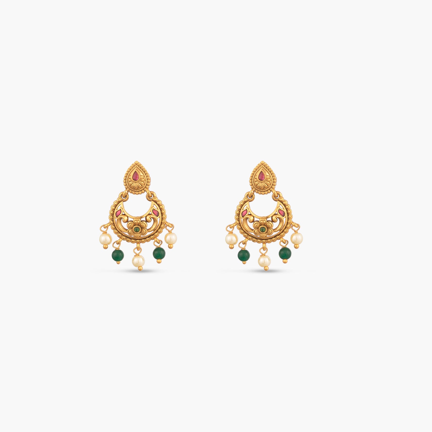 Vamika Antique Floral Chandbali Earrings