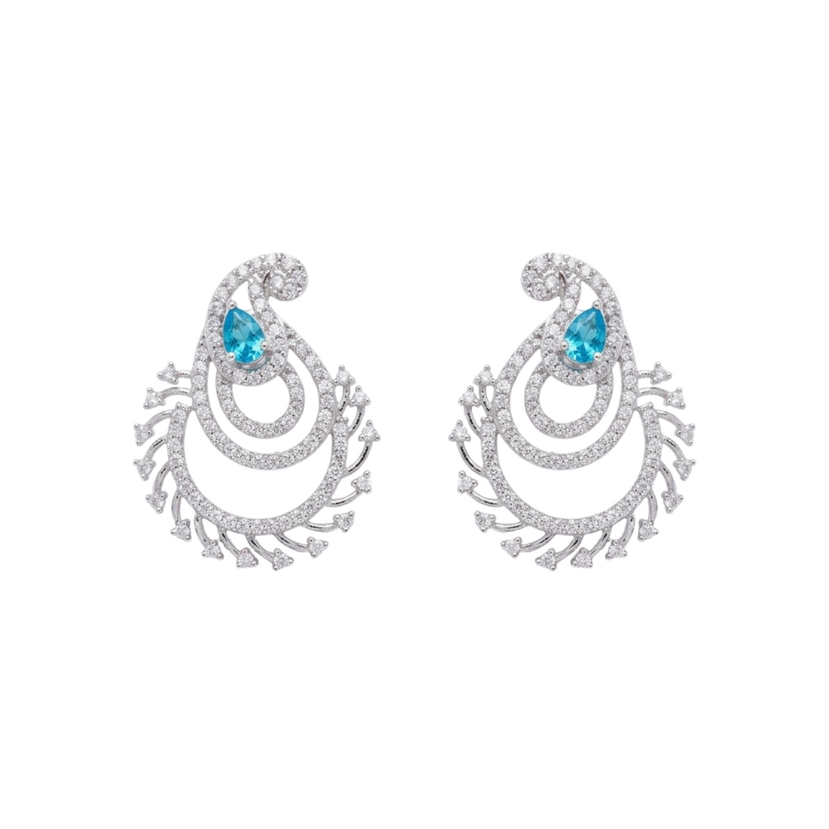 Nina CZ Blue Stud Earrings