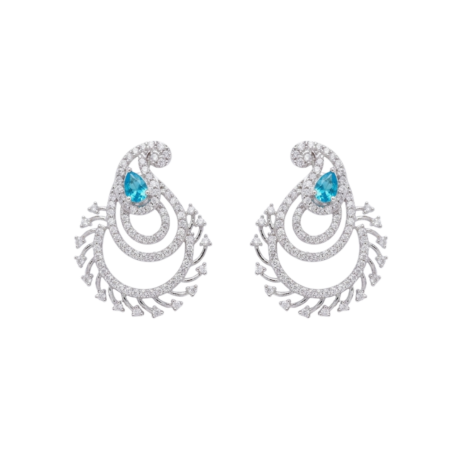 Nina CZ Blue Stud Earrings