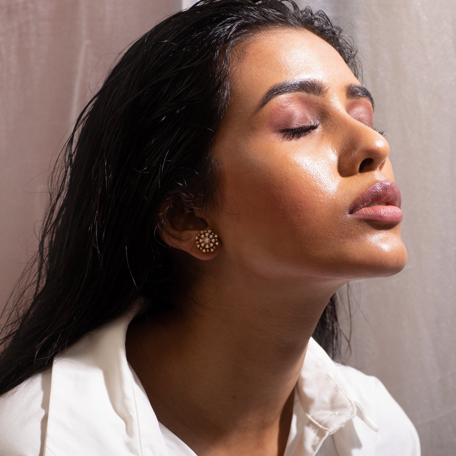 Nakshatra 925 Silver CZ Stud Earrings