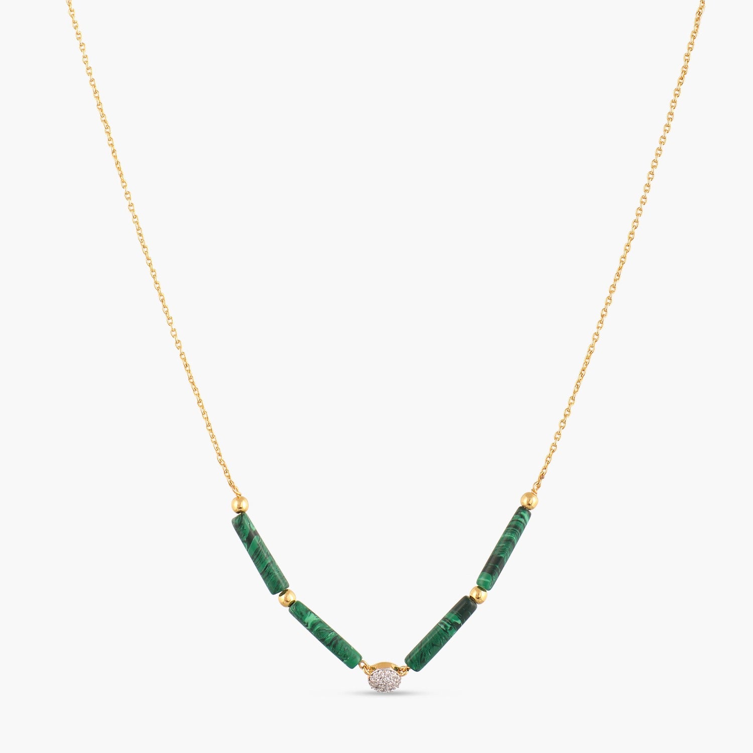 Malachite Minimal Charm 925 Silver Necklace
