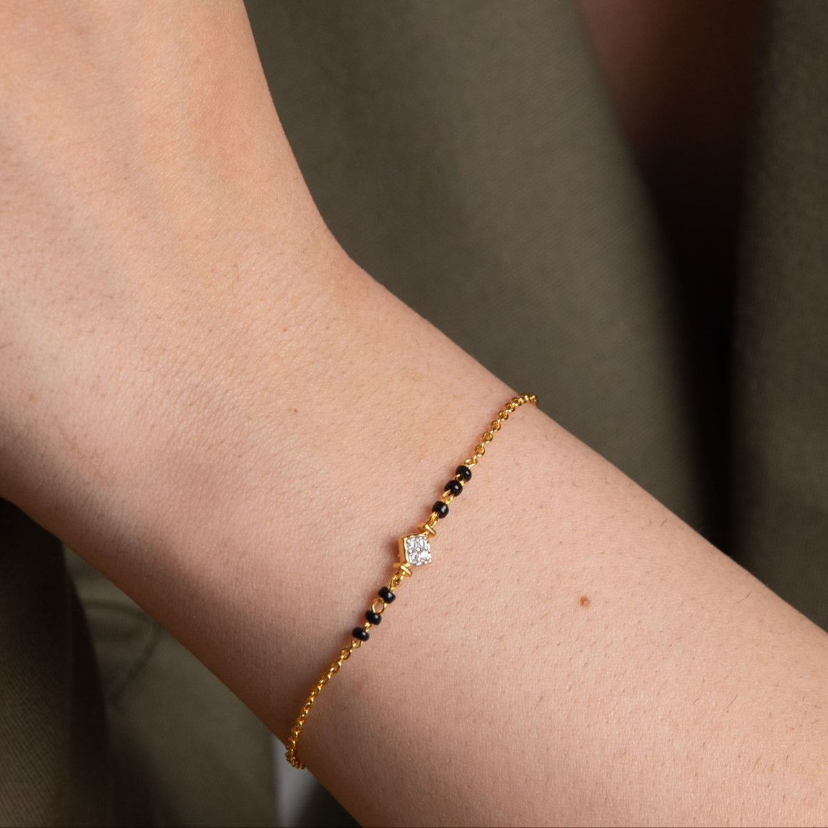 Forever Elegant CZ 925 Silver Black Bead Bracelet