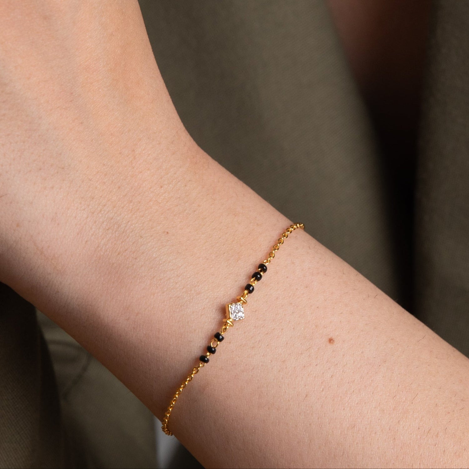 Forever Elegant CZ 925 Silver Black Bead Bracelet