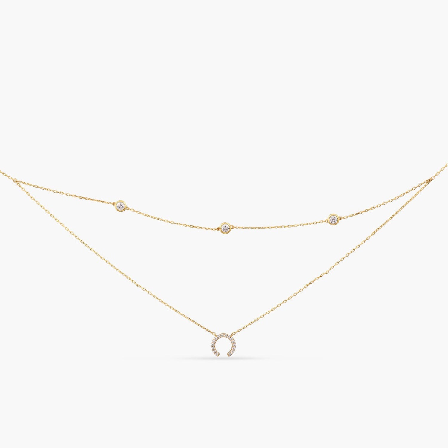 Sparkle CZ Minimal Layered 925 Silver Necklace
