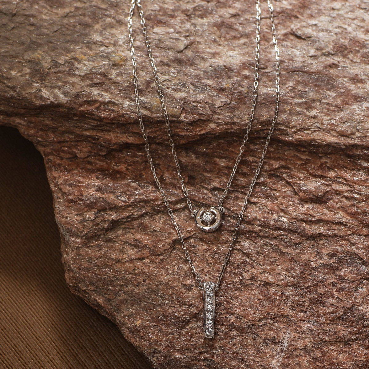Nakshatra CZ Two Layers 925 Silver Necklace