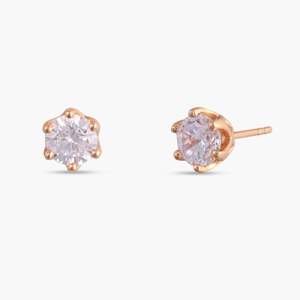 Classic Round CZ  Solitaire 925 Silver Stud Earrings