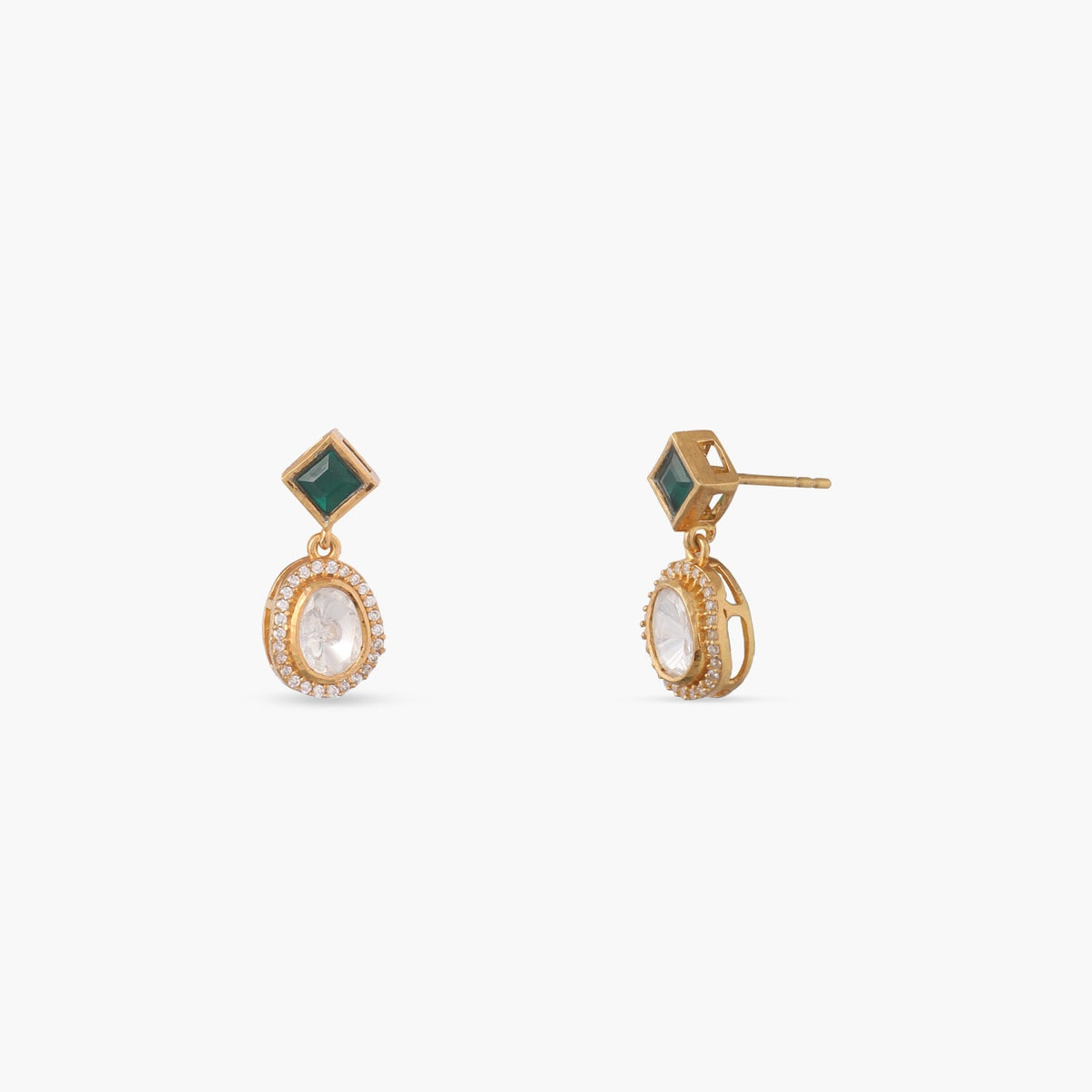 Green Glimmer Moissanite 925 Silver Drop Earrings