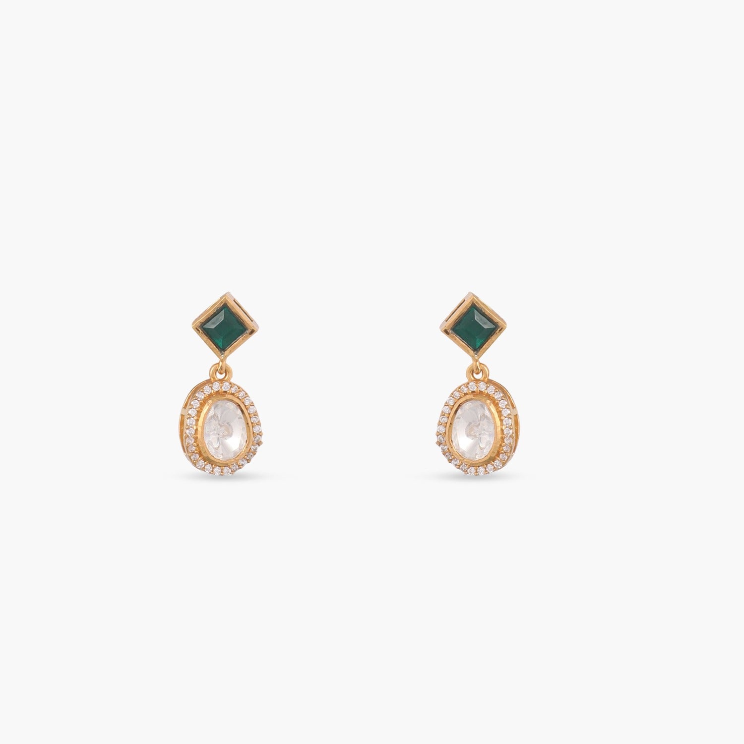 Green Glimmer Moissanite 925 Silver Drop Earrings