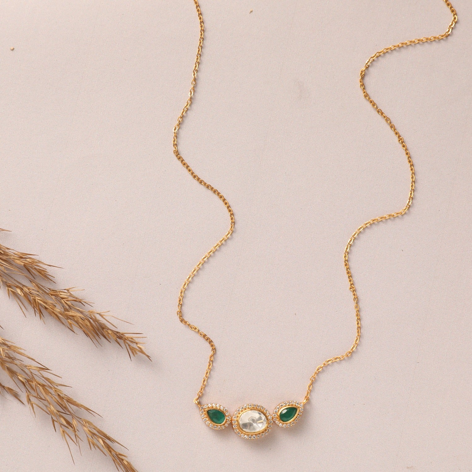 Mystic Green Moissanite 925 Silver Necklace