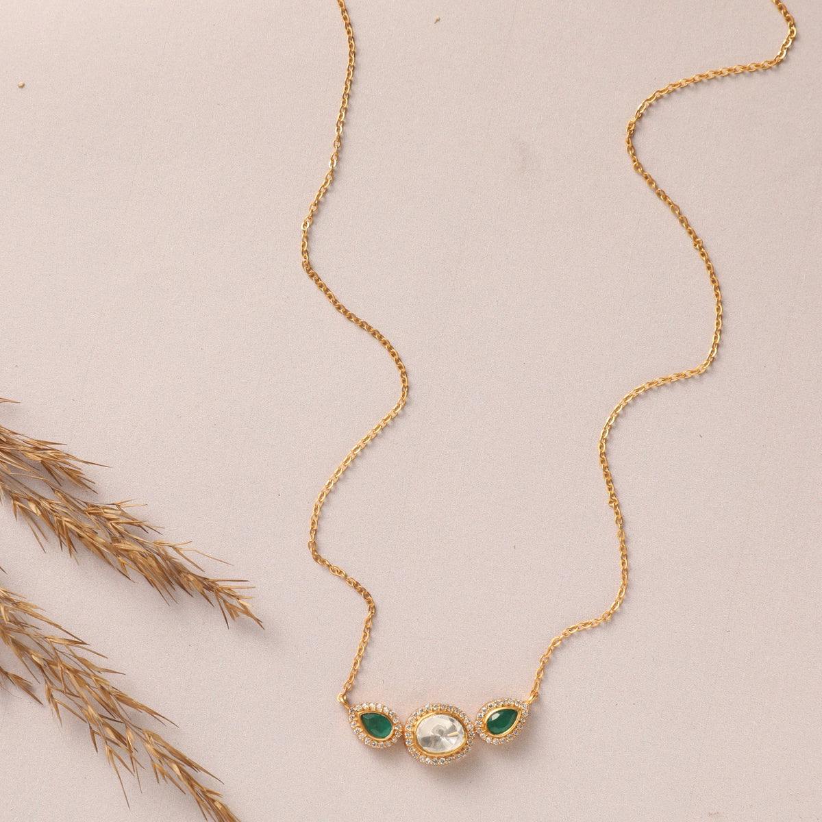 Mystic Green Moissanite 925 Silver Necklace