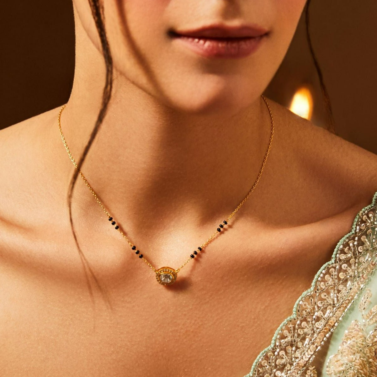 Classic Moissanite 925 Silver Mangalsutra Necklace