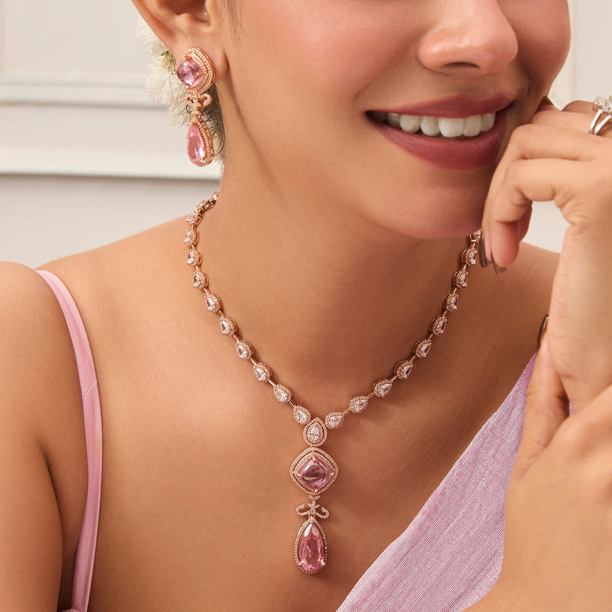 Blush Nakshatra CZ Necklace Set