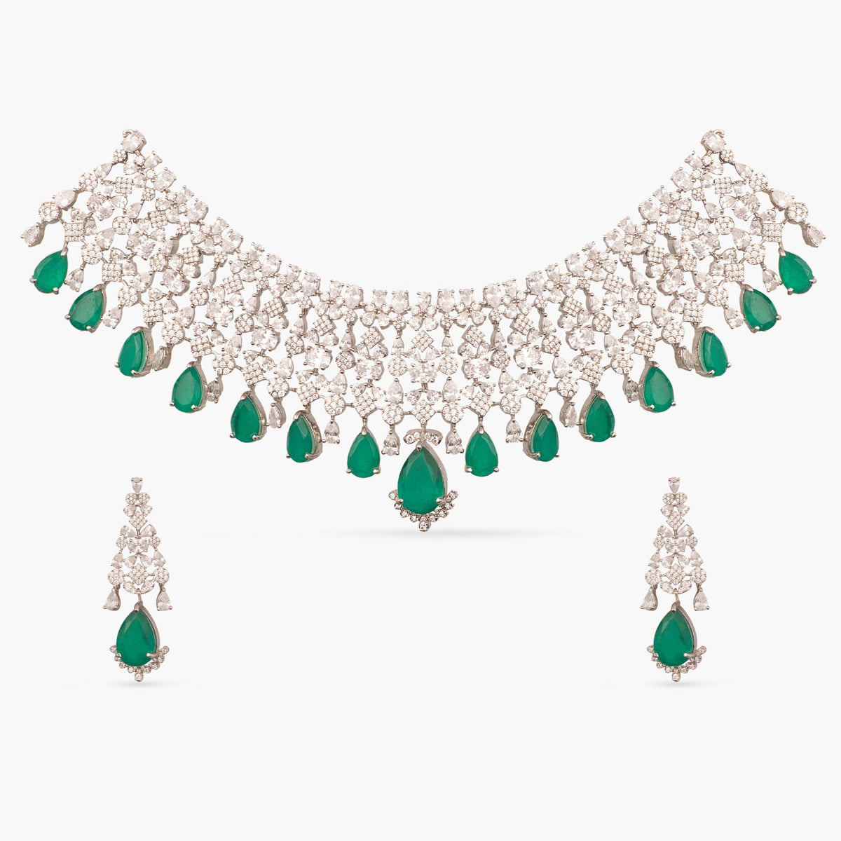 Ruhi Nakshatra CZ Green Choker Set