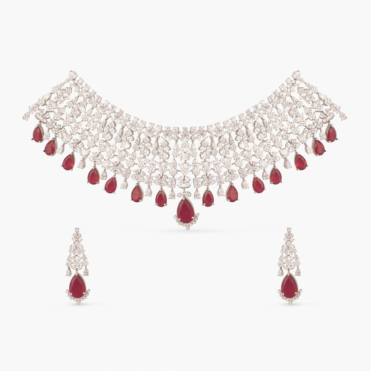 Ruhi Nakshatra CZ Red Choker Set