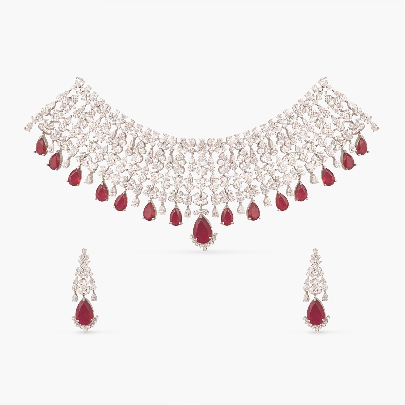 Ruhi Nakshatra CZ Red Choker Set