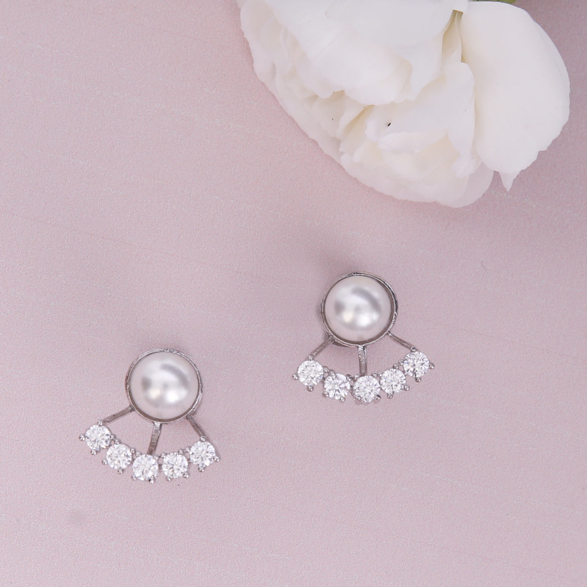 Pearl Glow CZ Stud Earrings