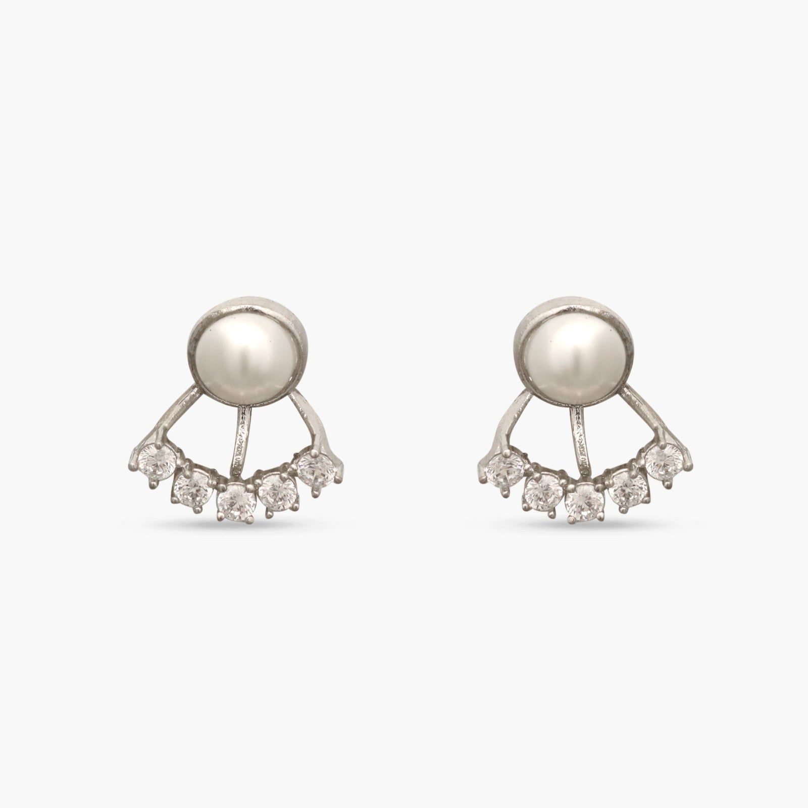 Pearl Glow CZ Stud Earrings