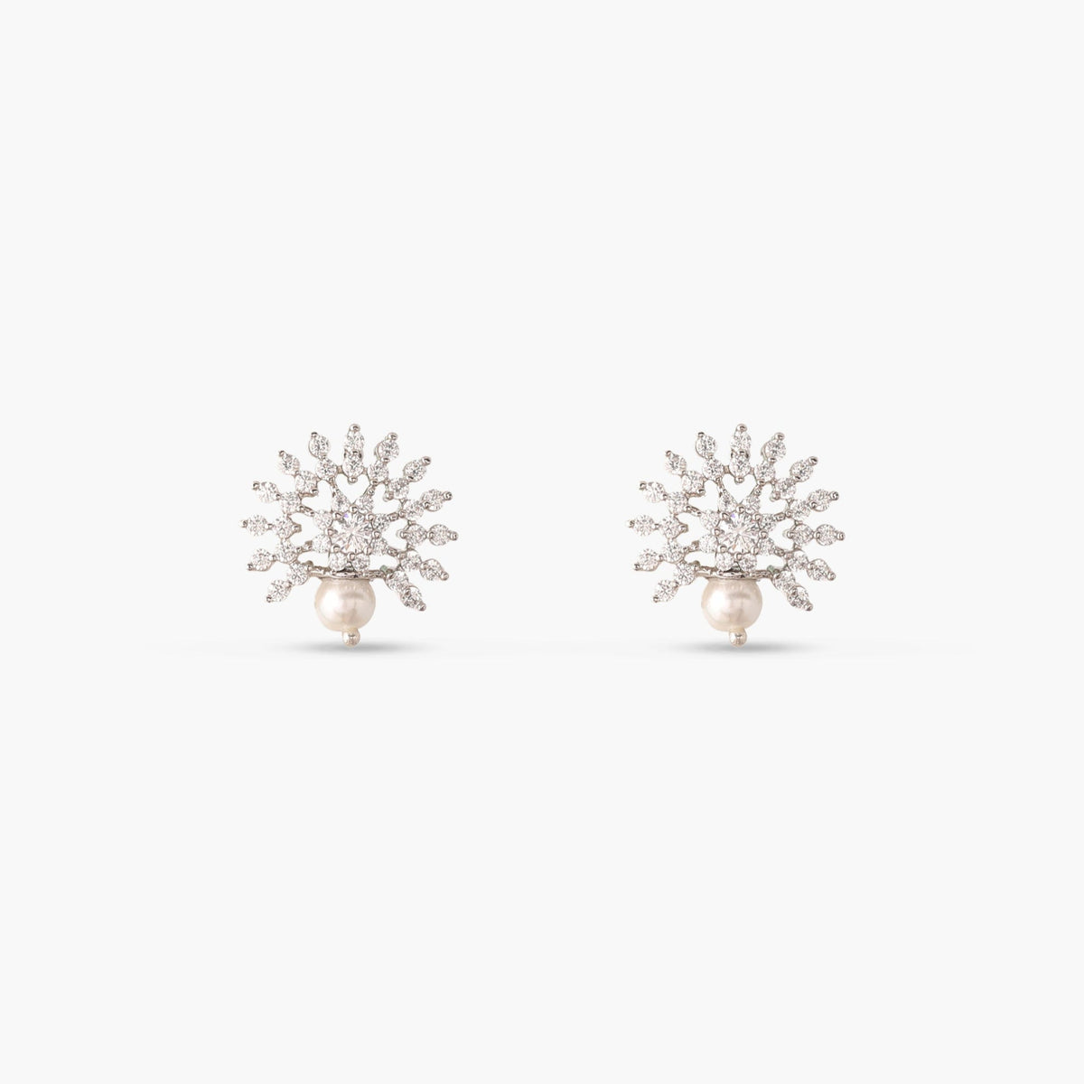 Floral Pearl Nakshatra CZ Stud Earrings