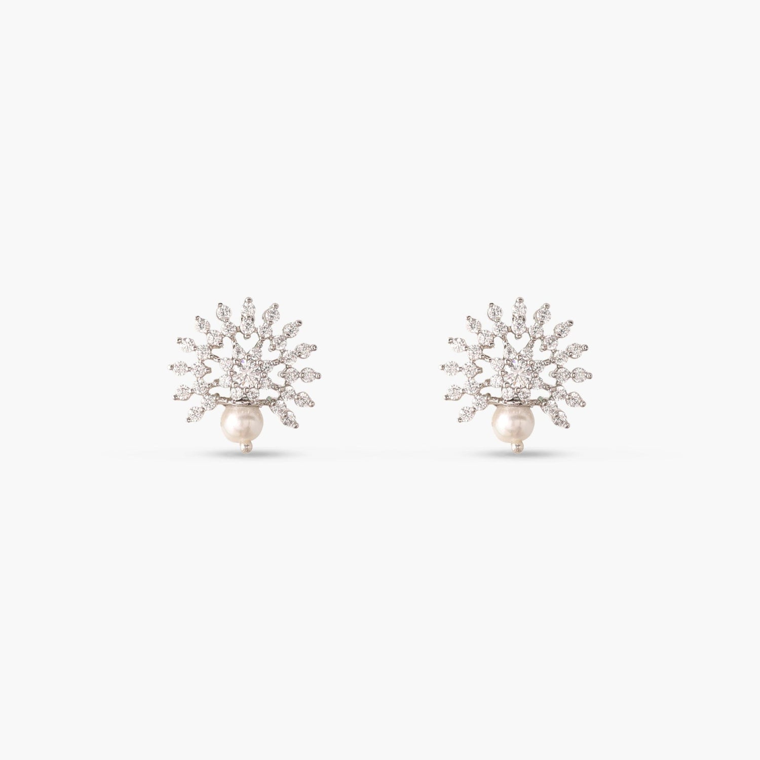 Floral Pearl Nakshatra CZ Stud Earrings