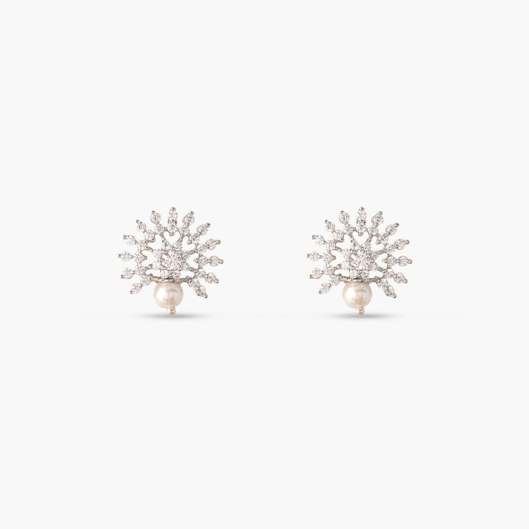 Floral Pearl Nakshatra CZ Stud Earrings
