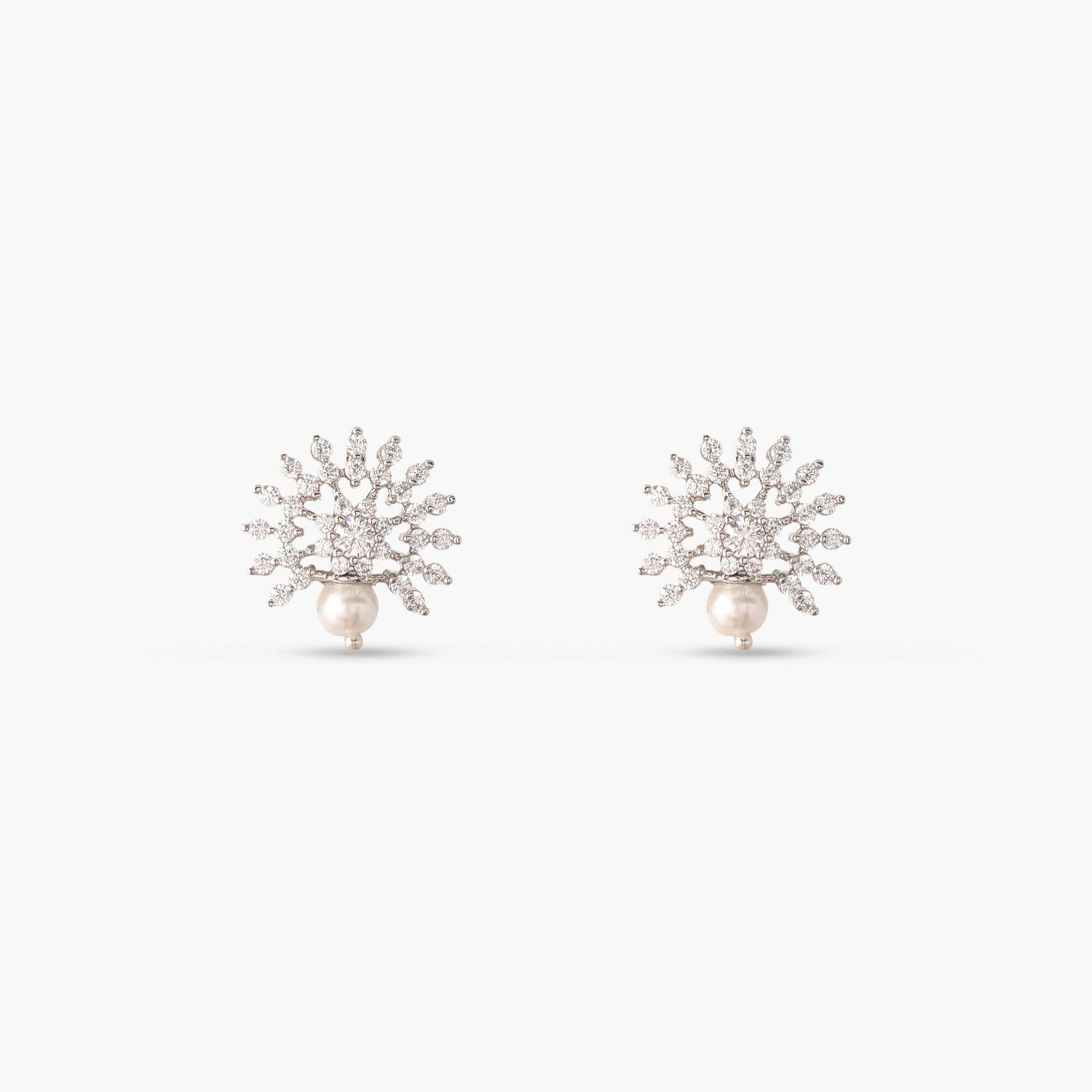 Floral Pearl Nakshatra CZ Stud Earrings