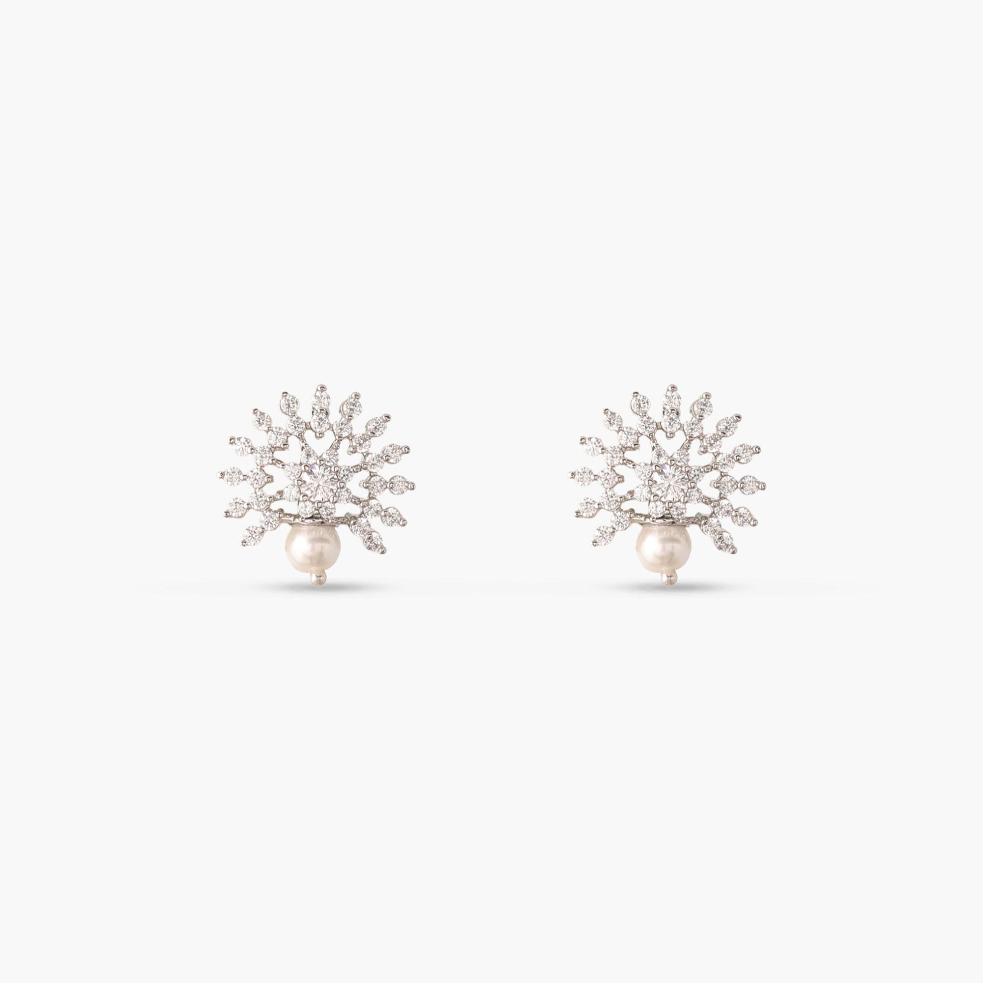 Floral Pearl Nakshatra CZ Stud Earrings