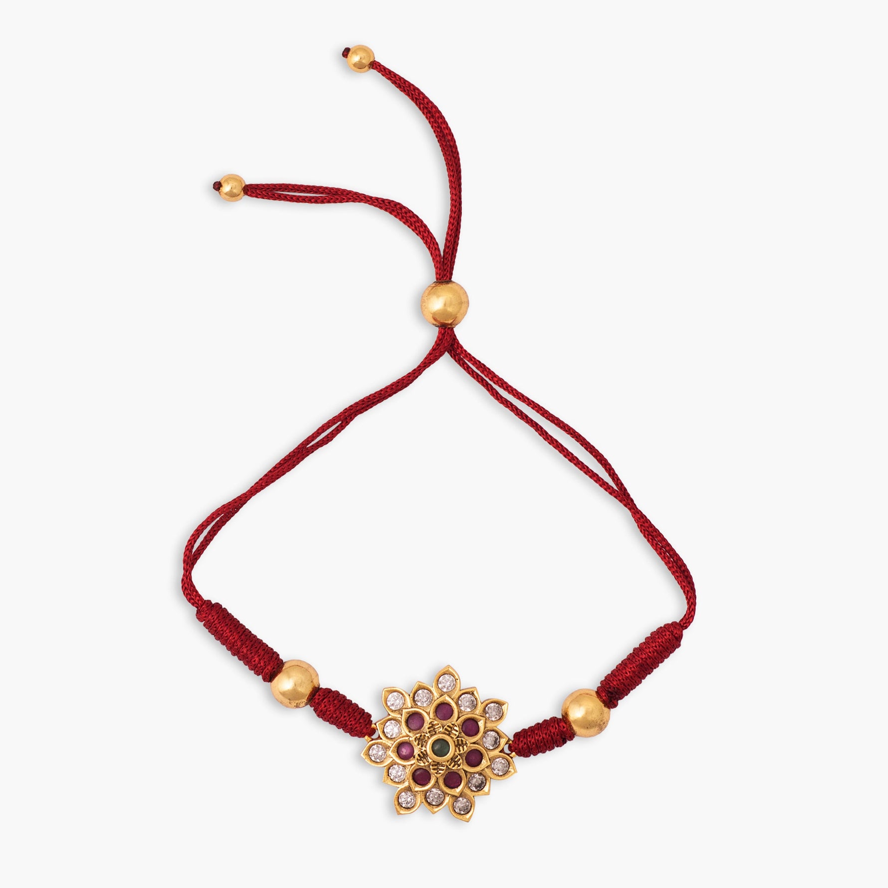 Antique Flower Pattern with Kempu Rakhi