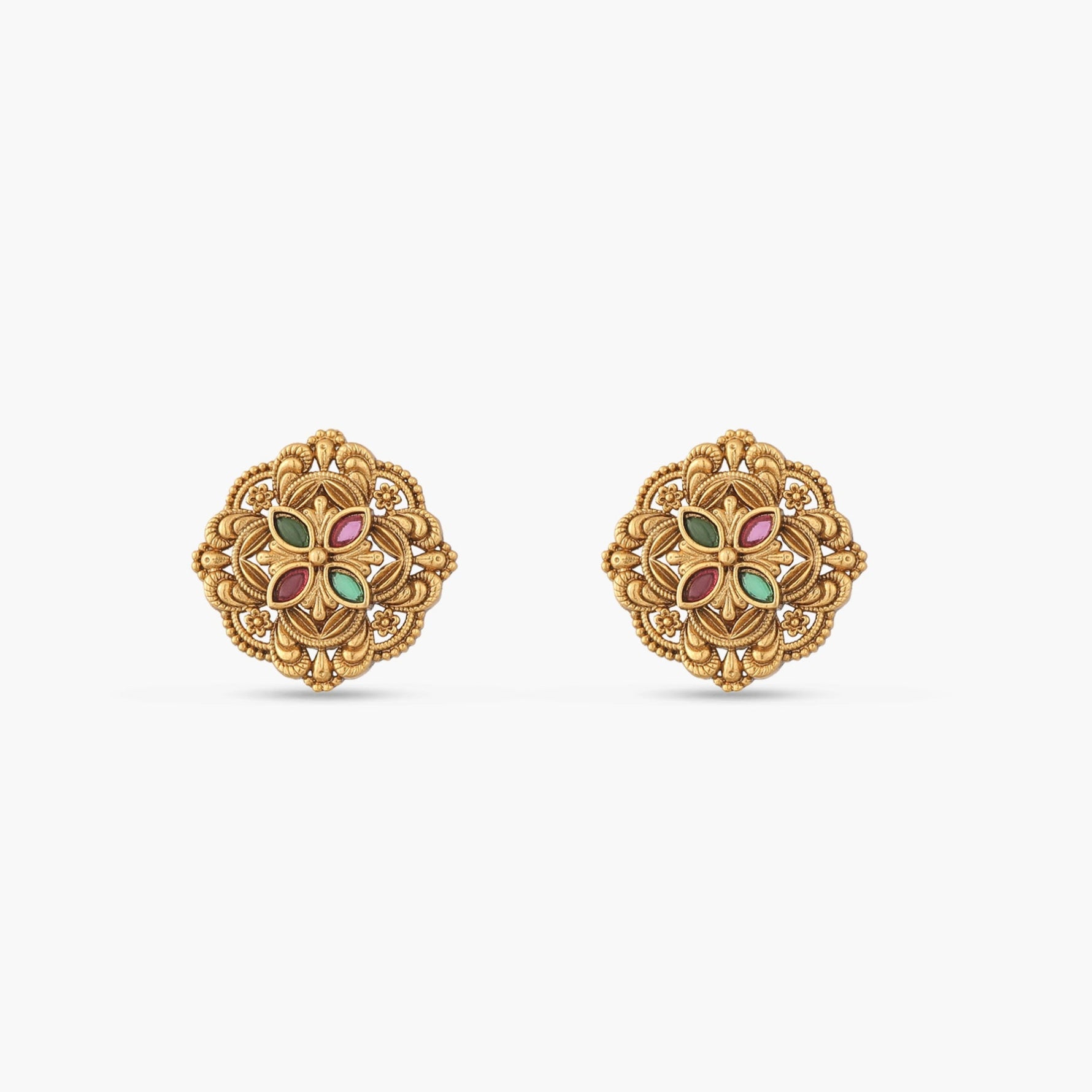 Vritika Antique Floral Stud Earrings