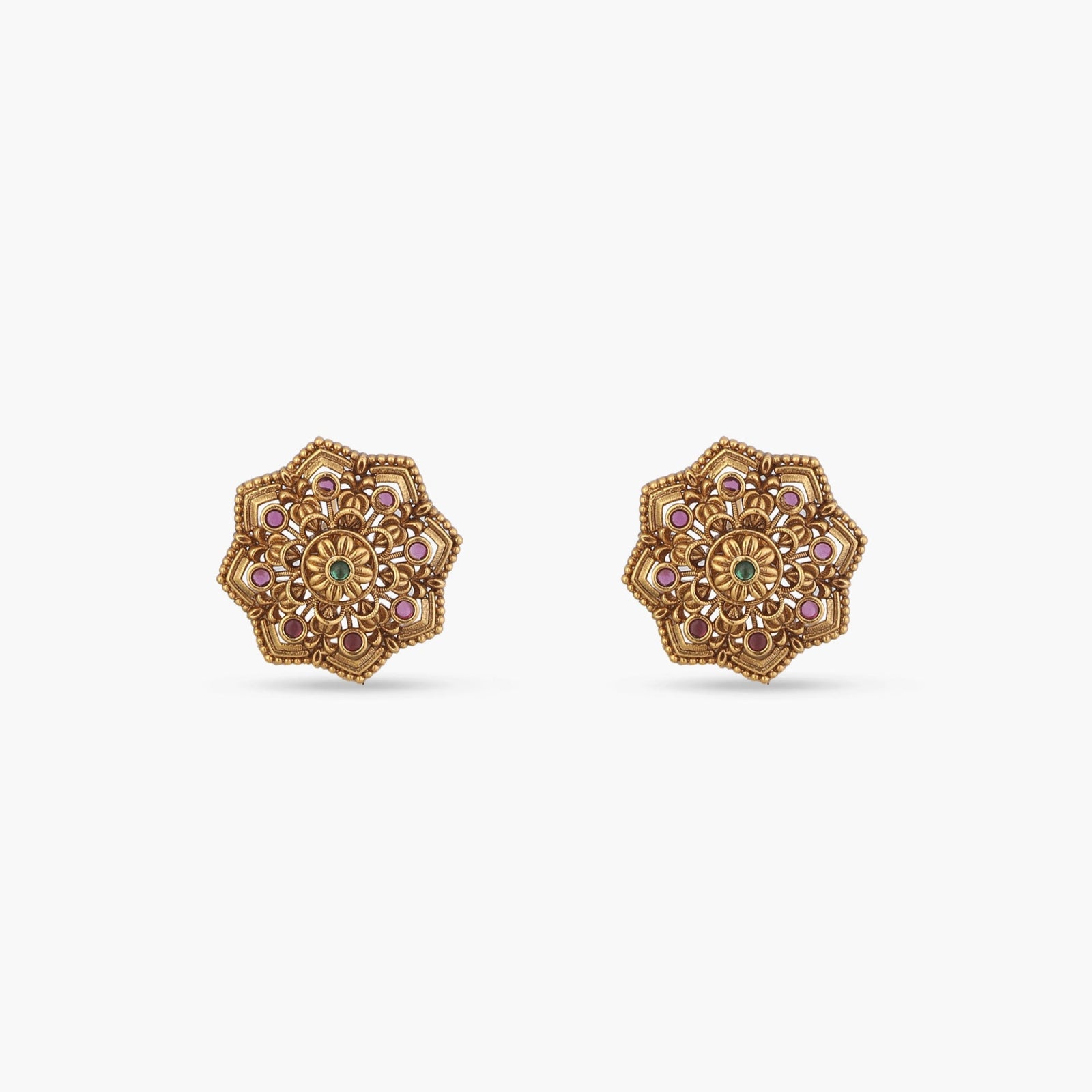 Ridhima Antique Floral Stud Earrings